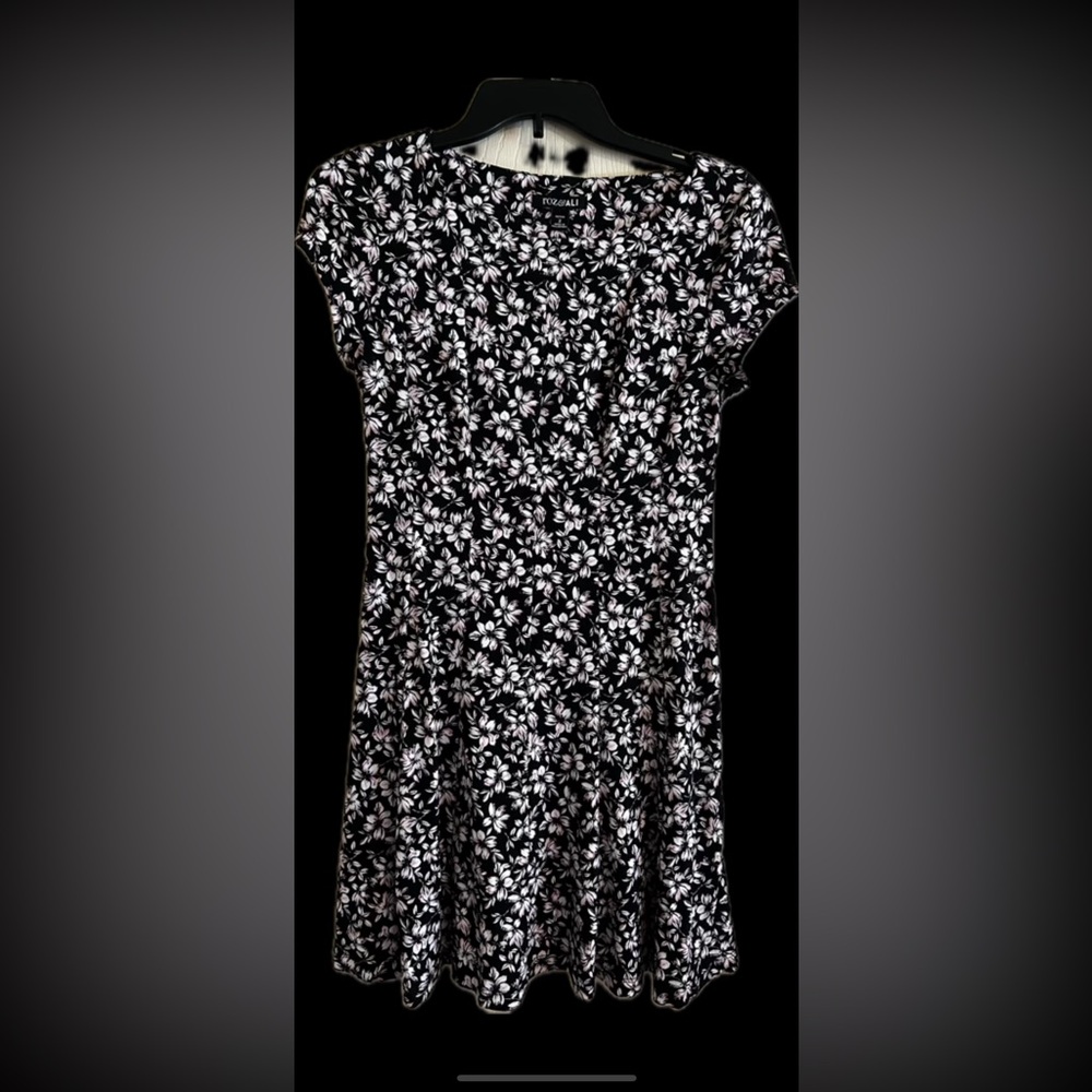 Roz&Ali Brand Black & Pink Floral Mini Dress Size 2 Petite